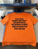My Back Hurts My Patience Is Gone And Everyone Can Kiss My Ass T-Shirt