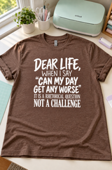 Dear Life Can My Day Get Any Worse Is Not A Challenge T-Shirt