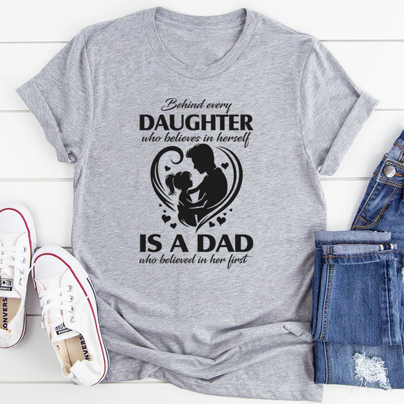 Behind Every Granddaughter Who Believes In Herself T-Shirt