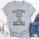 Romantic Couples T-Shirt: He’s My Peace, My Storm & Favorite Distraction Tee