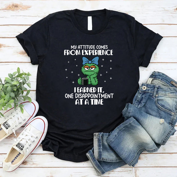My Attitude Comes from Experience I Earned It, One Disappointment at a Time T-Shirt
