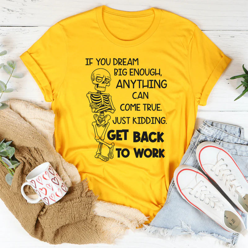 If You Dream Big Enough Anything Can Come True Just Kidding, Get Back to Work T-Shirt