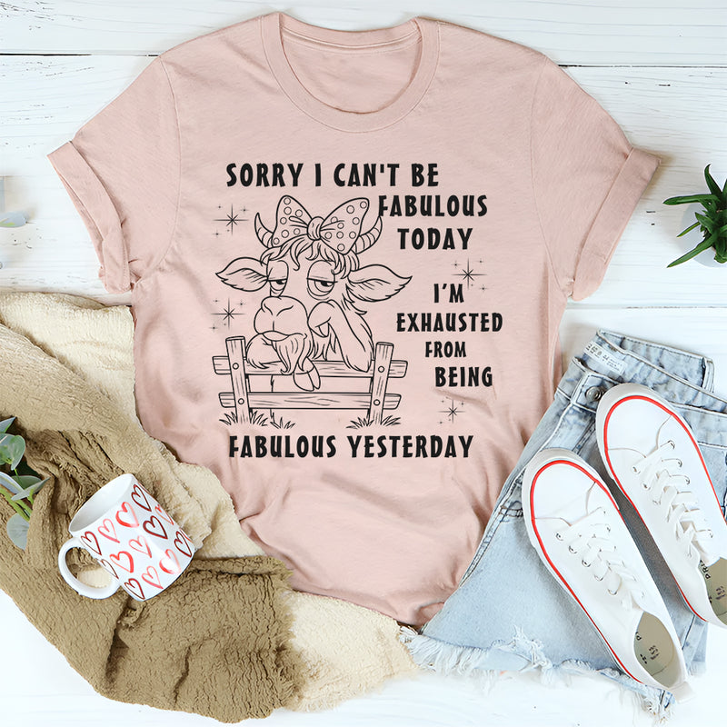 Sorry I Can't Be Fabulous Today T-Shirt