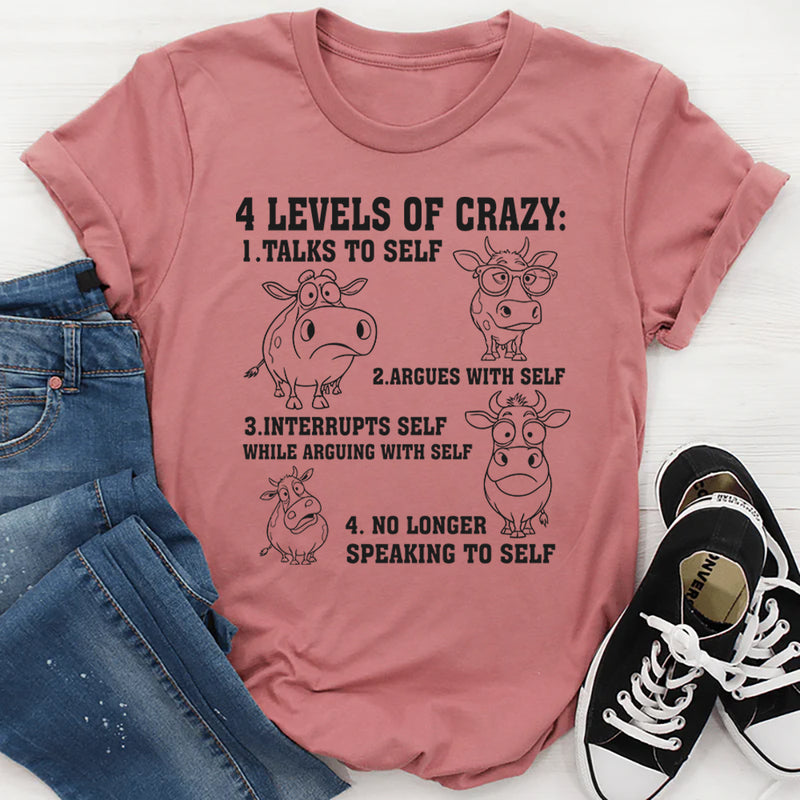 4 Levels of Crazy – Talks to Self, Argues with Self T-Shirt