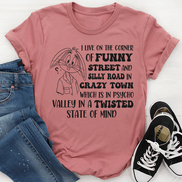 I Live On Funny Street Silly Road T-Shirt