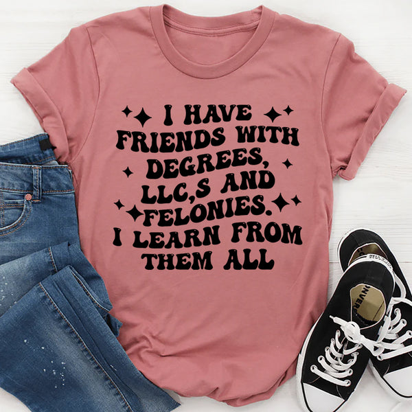 I Have Friends With Degrees LLC’s And Felonies T-Shirt