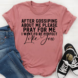 After Gossiping About Me Please Pray for Me I Want to Be Perfect Like You T-Shirt