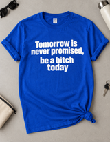 Tomorrow Is Never Promised Be A Bitch Today T-Shirt