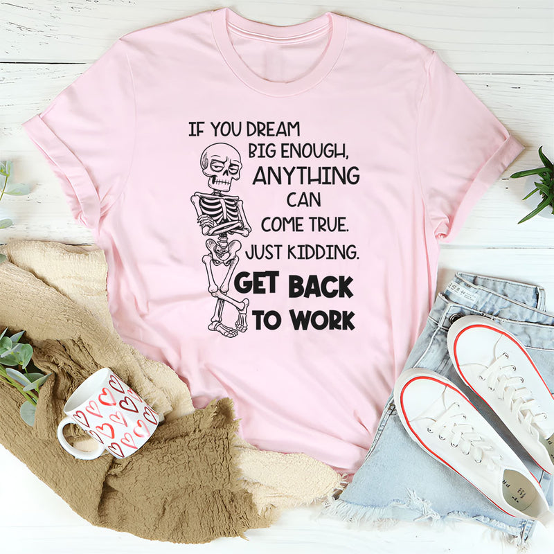 If You Dream Big Enough Anything Can Come True Just Kidding, Get Back to Work T-Shirt